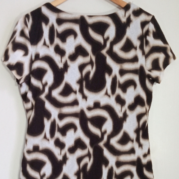 Alfani tribal scoop neck gathered and ruched Short sleeve top women's size large - Picture 6 of 7